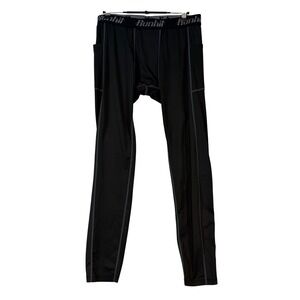 Runhit Mens Black Compression Leggings XL Pockets Athletic Training Tights Base